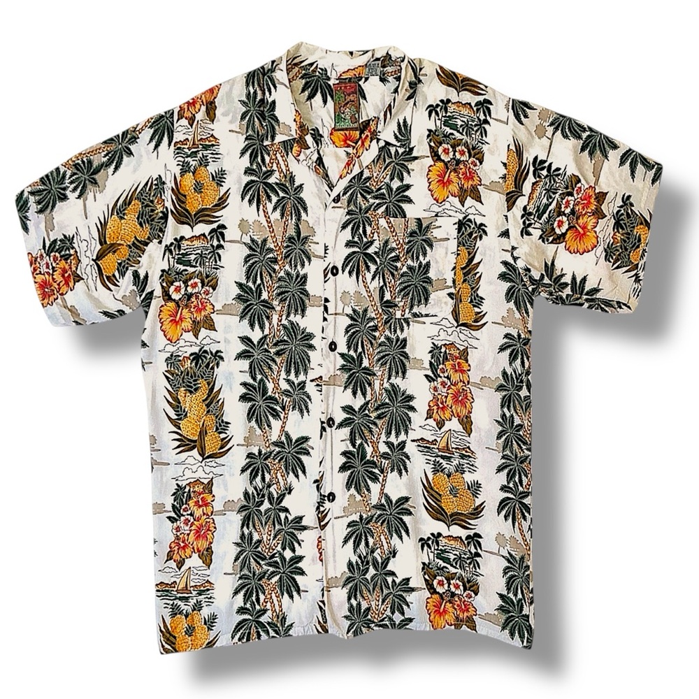 Vintage Hawaiian Pineapple Connection Mens Shirt Rayon Beach Shirt Button Up XL - Picture 9 of 14
